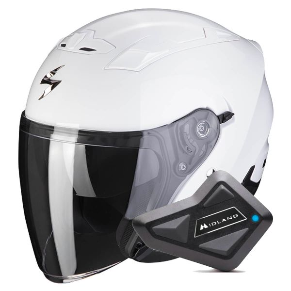Casque Jet Scorpion Exo 230 White + Kit Bluetooth BT Mini