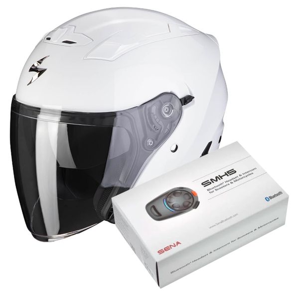 Casque Jet Scorpion Exo 230 White + Kit Bluetooth SMH5 Casque Jet Scorpion Exo 230 White + Kit Bluetooth SMH5