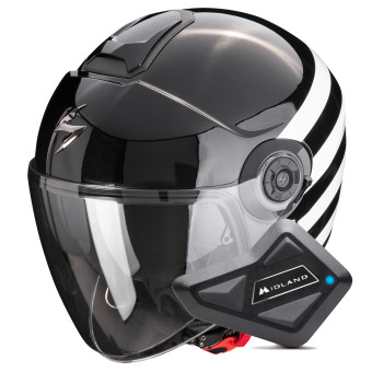 Casque Jet Scorpion Exo City II Bee Black White + Kit Bluetooth BT Mini