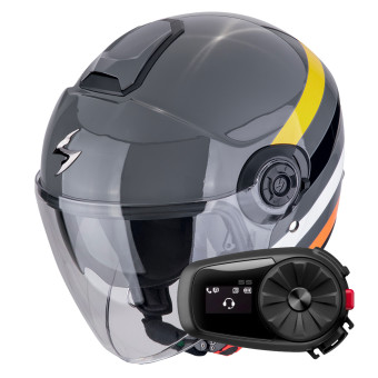 Casque Jet Scorpion Exo City II Bee Grey Yellow Black + Kit Bluetooth 5S