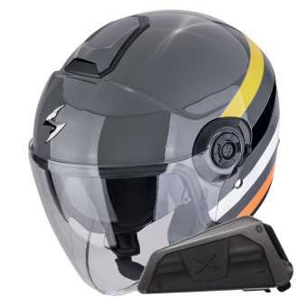Casque Jet Scorpion Exo City II Bee Grey Yellow Black + Kit bluetooth Exo-Com Link-1