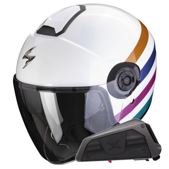 Scorpion Exo City II Bee White Green Gold + Kit bluetooth Exo-Com Link-1