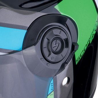 Scorpion Exo City II Blur Black White Green + Kit bluetooth Exo-Com Link-1C