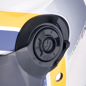 Scorpion Exo City II Blur White Silver Yellow + Kit bluetooth Exo-Com Link-1C