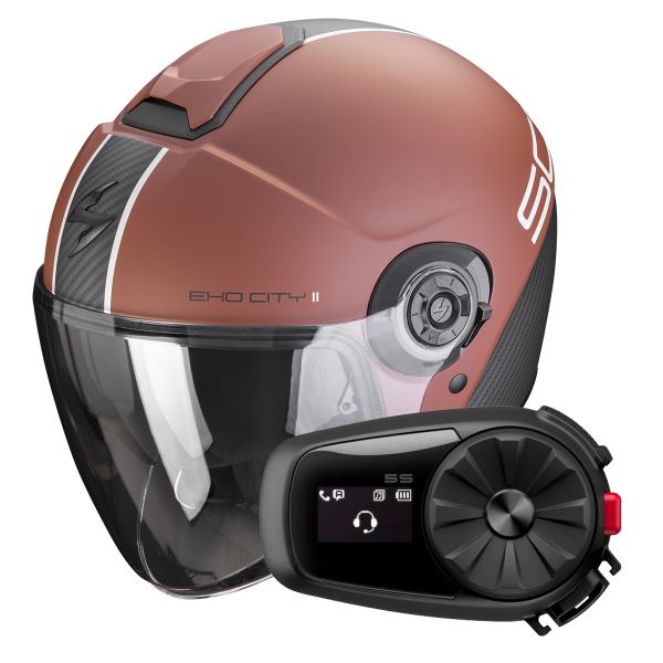 Casque Jet Scorpion Exo City II Carbo Matt Brown Black + Kit Bluetooth 5S