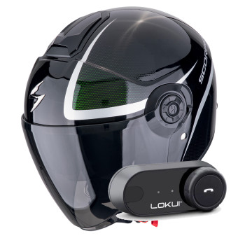 Casque Jet Scorpion Exo City II Intercity Black Chameleon + Kit Bluetooth Lokui K30