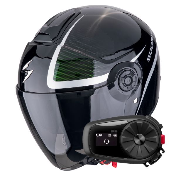 Casque Jet Scorpion Exo City II Intercity Black Chameleon + Kit Bluetooth 5S