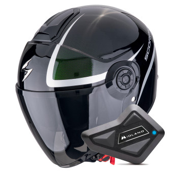 Casque Jet Scorpion Exo City II Intercity Black Chameleon + Kit Bluetooth BT Mini
