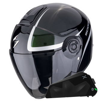 Casque Jet Scorpion Exo City II Intercity Black Chameleon + Kit bluetooth Exo-Com Link-1C