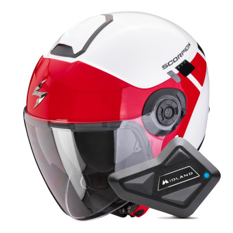 Casque Jet Scorpion Exo City II Mall White Red + Kit Bluetooth BT Mini Casque Jet Scorpion Exo City II Mall White Red + Kit Bluetooth BT Mini