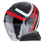 Casque Jet Scorpion Exo City II Riva Black Red + Kit bluetooth Exo-Com Link-1