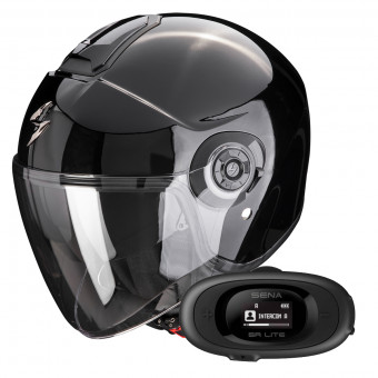 Casque Jet Scorpion Exo City II Solid Black + Kit bluetooth 5R Lite