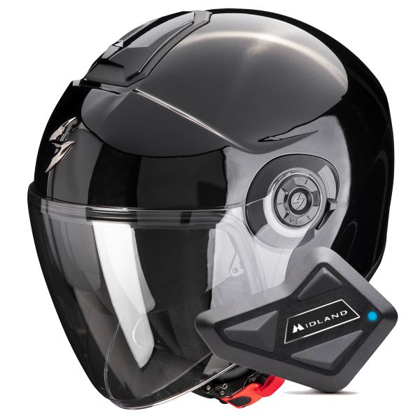 Casque Jet Scorpion Exo City II Solid Black + Kit Bluetooth BT Mini Casque Jet Scorpion Exo City II Solid Black + Kit Bluetooth BT Mini