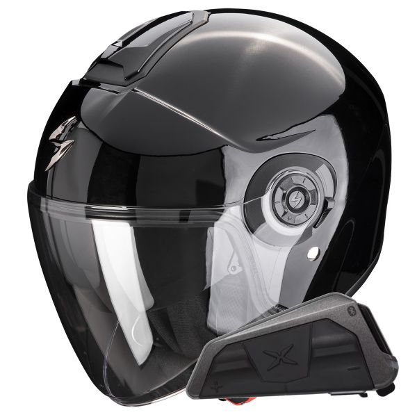 Casque Jet Scorpion Exo City II Solid Black + Kit bluetooth Exo-Com Link-1 Casque Jet Scorpion Exo City II Solid Black + Kit bluetooth Exo-Com Link-1
