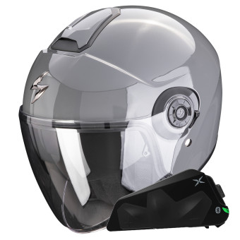 Casque Jet Scorpion Exo City II Solid Cement Grey + Kit bluetooth Exo-Com Link-1C