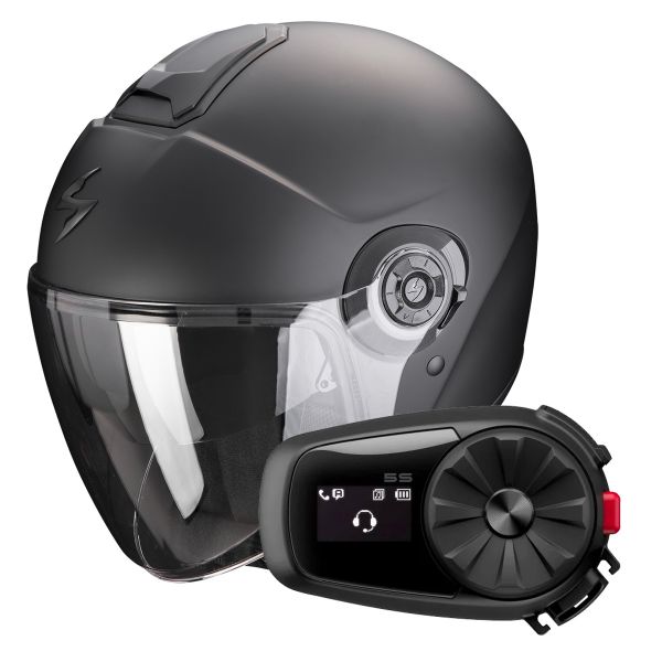 Casque Jet Scorpion Exo City II Solid Matt Black + Kit Bluetooth 5S