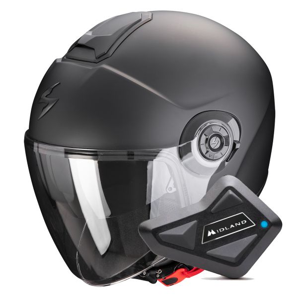 Casque Jet Scorpion Exo City II Solid Matt Black + Kit Bluetooth BT Mini Casque Jet Scorpion Exo City II Solid Matt Black + Kit Bluetooth BT Mini