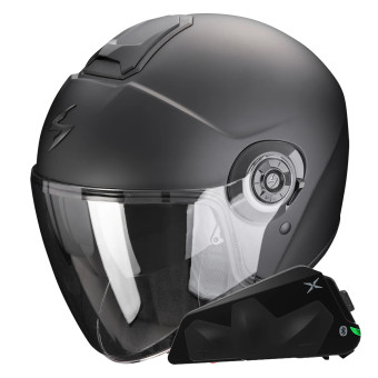 Casque Jet Scorpion Exo City II Solid Matt Black + Kit bluetooth Exo-Com Link-1C