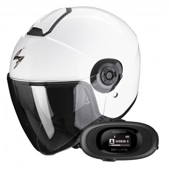 Casque Jet Scorpion Exo City II Solid White + Kit bluetooth 5R Lite