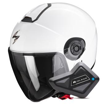 Casque Jet Scorpion Exo City II Solid White + Kit Bluetooth BT Mini Casque Jet Scorpion Exo City II Solid White + Kit Bluetooth BT Mini