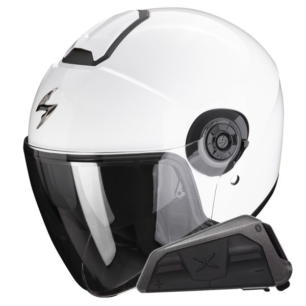 Casque Jet Scorpion Exo City II Solid White + Kit bluetooth Exo-Com Link-1 Casque Jet Scorpion Exo City II Solid White + Kit bluetooth Exo-Com Link-1