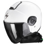 Casque Jet Scorpion Exo City II Solid White + Kit bluetooth Exo-Com Link-1C