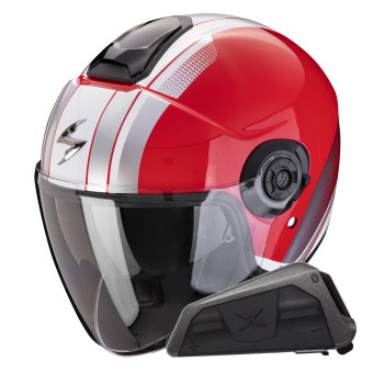 Casque Jet Scorpion Exo City II Vel Red White + Kit bluetooth Exo-Com Link-1