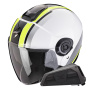 Casque Jet Scorpion Exo City II Vel White Yellow Fluo + Kit bluetooth Exo-Com Link-1