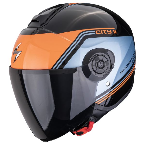 Casque Jet Scorpion Exo City II Vita Black Blue Orange Casque Jet Scorpion Exo City II Vita Black Blue Orange