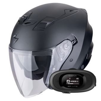 Casque Jet Scorpion Exo Z1 Black Pearl Matt + Kit bluetooth 5R Lite Solo