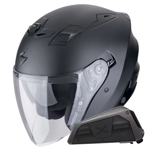 Casque Jet Scorpion Exo Z1 Black Pearl Matt + Kit bluetooth Exo-Com Link-1