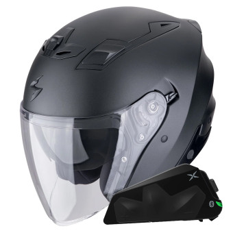 Casque Jet Scorpion Exo Z1 Black Pearl Matt + Kit bluetooth Exo-Com Link-1C