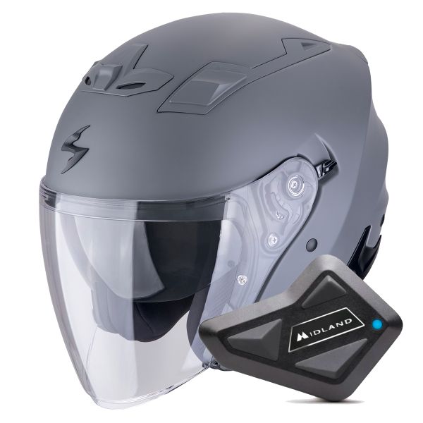 Casque Jet Scorpion Exo Z1 Cement Grey Matt + Kit Bluetooth BT Mini