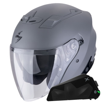 Casque Jet Scorpion Exo Z1 Cement Grey Matt + Kit bluetooth Exo-Com Link-1C