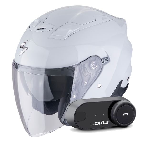 Casque Jet Scorpion Exo Z1 Light Grey + Kit Bluetooth Lokui K30