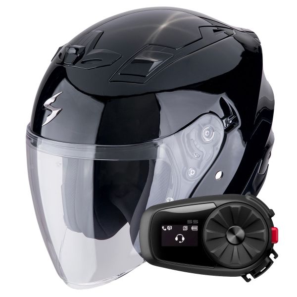 Casque Jet Scorpion Exo Z1 Metal Black + Kit Bluetooth 5S Solo