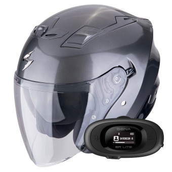 Casque Jet Scorpion Exo Z1 Metal Grey + Kit bluetooth 5R Lite Solo