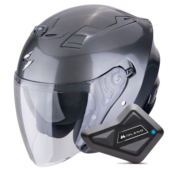 Casque Jet Scorpion Exo Z1 Metal Grey + Kit Bluetooth BT Mini