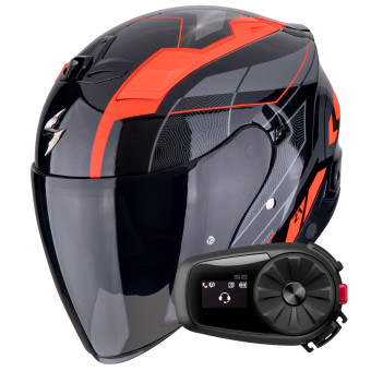 Casque Jet Scorpion Exo Z1 Vue Black Red + Kit Bluetooth 5S Solo