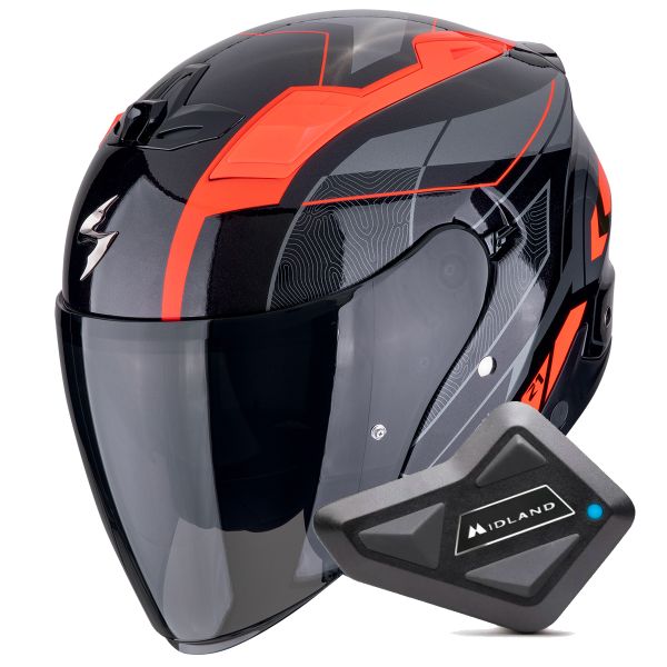 Casque Jet Scorpion Exo Z1 Vue Black Red + Kit Bluetooth BT Mini