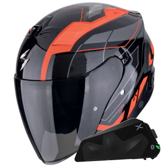 Casque Jet Scorpion Exo Z1 Vue Black Red + Kit bluetooth Exo-Com Link-1C