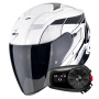 Casque Jet Scorpion Exo Z1 Vue White Black Silver + Kit Bluetooth 5S Solo