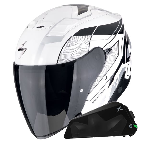 Casque Jet Scorpion Exo Z1 Vue White Black Silver + Kit bluetooth Exo-Com Link-1C