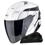 Casque Jet Scorpion Exo Z1 Vue White Black Silver + Kit bluetooth Exo-Com Link-1C