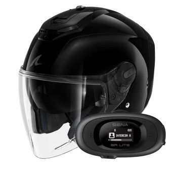 Casque Jet Shark RS JET Blank BLK + Kit bluetooth 5R Lite Solo