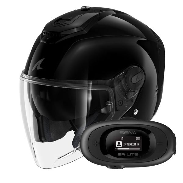 Casque Jet Shark RS JET Blank BLK + Kit bluetooth 5R Lite Solo