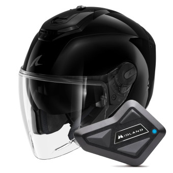 Casque Jet Shark RS JET Blank BLK + Kit Bluetooth BT Mini Single
