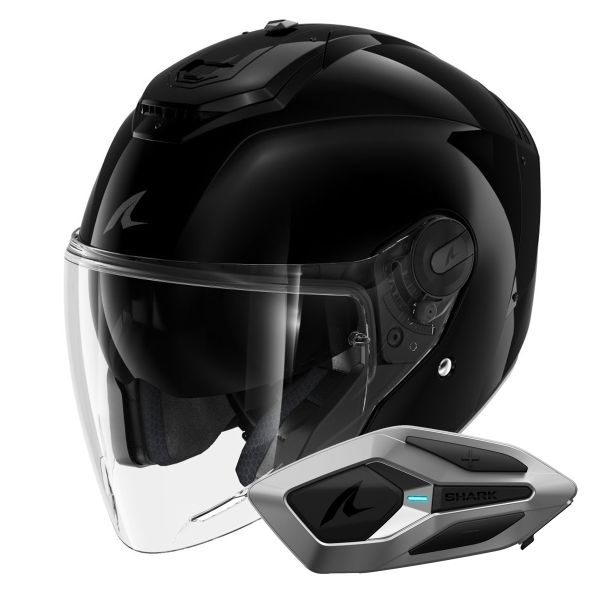 Casque Jet Shark RS JET Blank BLK + Kit Bluetooth Sena for Shark Mesh Solo