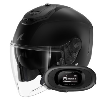 Casque Jet Shark RS JET Blank Mat KMA + Kit bluetooth 5R Lite Solo