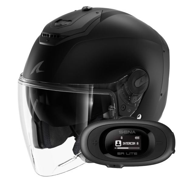Casque Jet Shark RS JET Blank Mat KMA + Kit bluetooth 5R Lite Solo